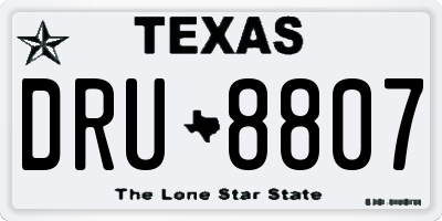 TX license plate DRU8807