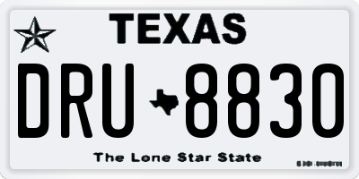 TX license plate DRU8830