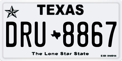 TX license plate DRU8867