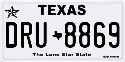 TX license plate DRU8869