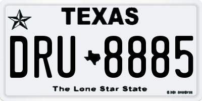 TX license plate DRU8885