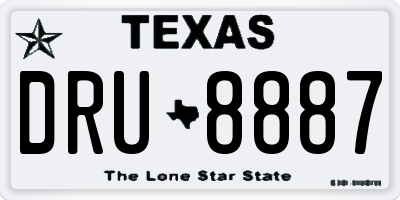 TX license plate DRU8887