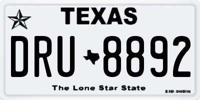 TX license plate DRU8892