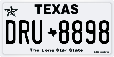 TX license plate DRU8898