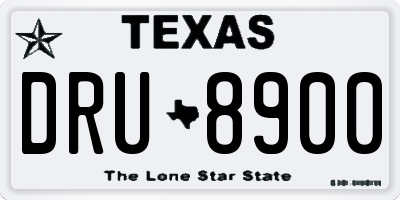 TX license plate DRU8900