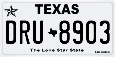 TX license plate DRU8903