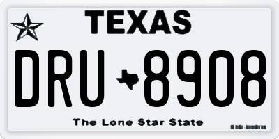 TX license plate DRU8908