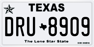 TX license plate DRU8909