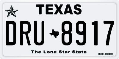 TX license plate DRU8917