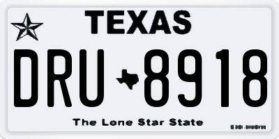 TX license plate DRU8918