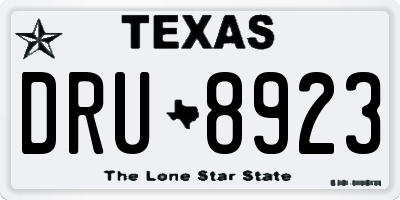 TX license plate DRU8923