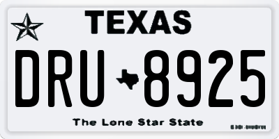 TX license plate DRU8925