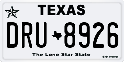 TX license plate DRU8926