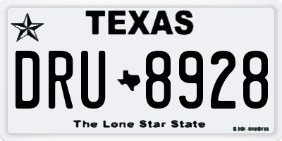TX license plate DRU8928