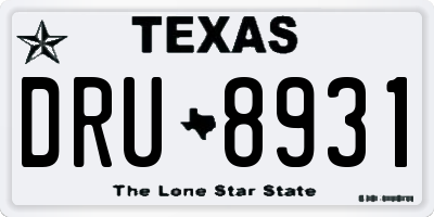 TX license plate DRU8931