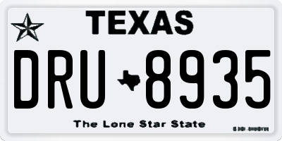 TX license plate DRU8935
