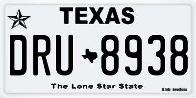 TX license plate DRU8938