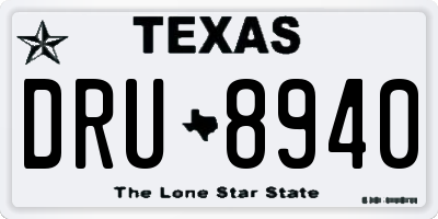 TX license plate DRU8940