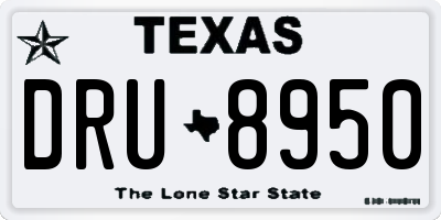 TX license plate DRU8950