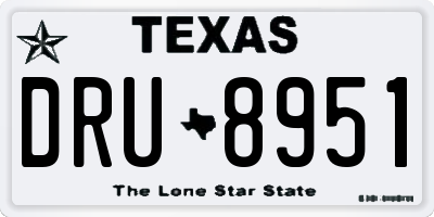 TX license plate DRU8951