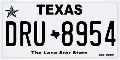 TX license plate DRU8954
