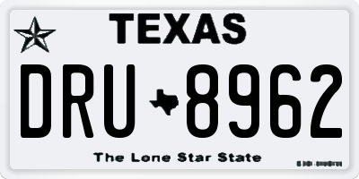 TX license plate DRU8962