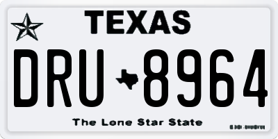 TX license plate DRU8964