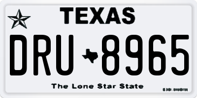 TX license plate DRU8965