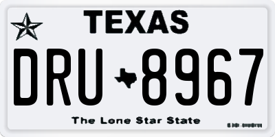 TX license plate DRU8967