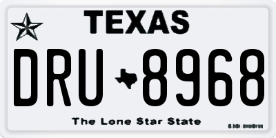 TX license plate DRU8968