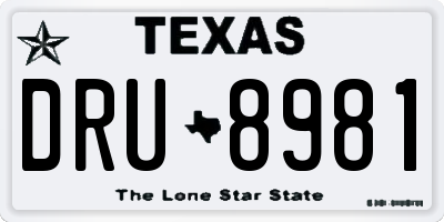 TX license plate DRU8981