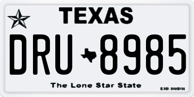 TX license plate DRU8985