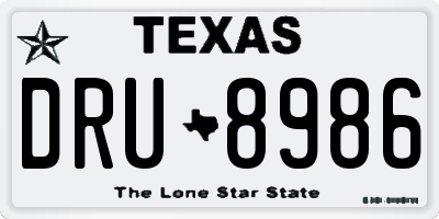 TX license plate DRU8986