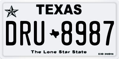 TX license plate DRU8987