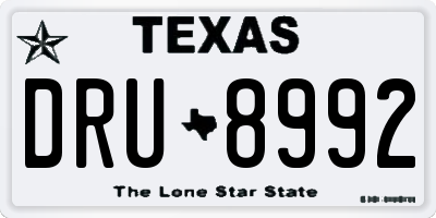 TX license plate DRU8992