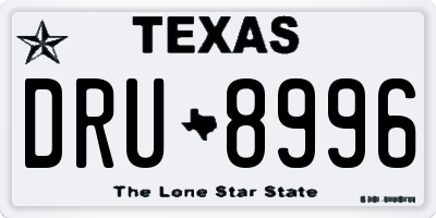 TX license plate DRU8996