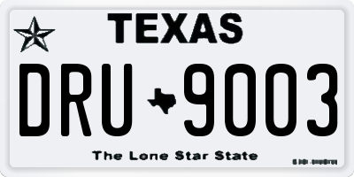 TX license plate DRU9003