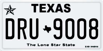 TX license plate DRU9008