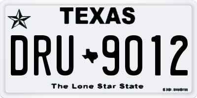 TX license plate DRU9012