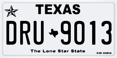 TX license plate DRU9013
