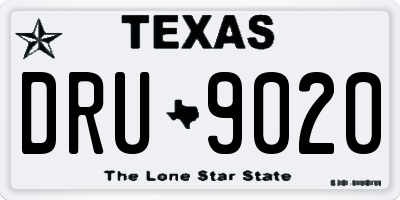 TX license plate DRU9020