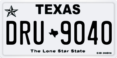 TX license plate DRU9040