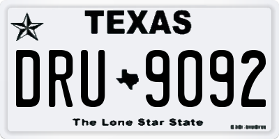 TX license plate DRU9092