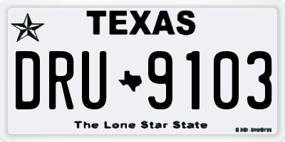 TX license plate DRU9103
