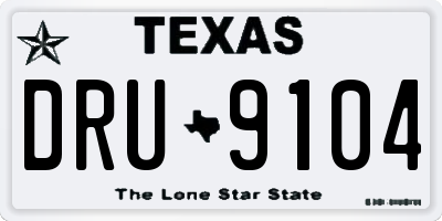TX license plate DRU9104
