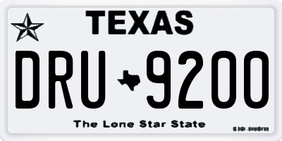 TX license plate DRU9200