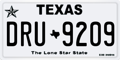 TX license plate DRU9209