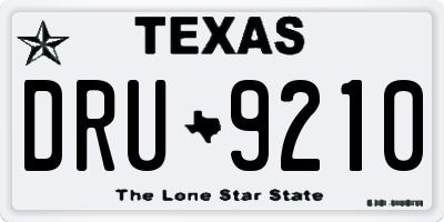 TX license plate DRU9210