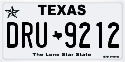 TX license plate DRU9212