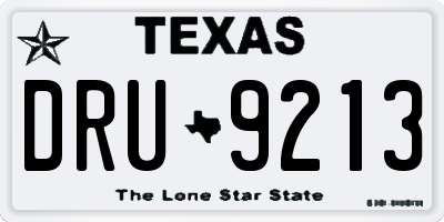 TX license plate DRU9213